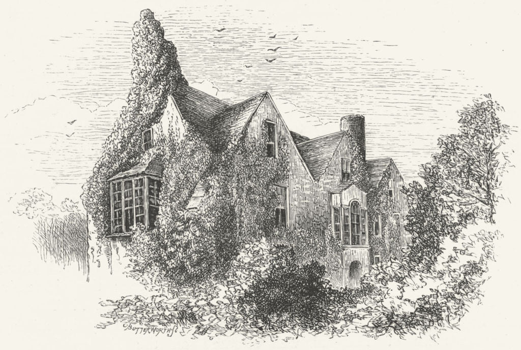 YOUGHAL. Walter Raleigh's House(Bay Window study) 1888 old antique print